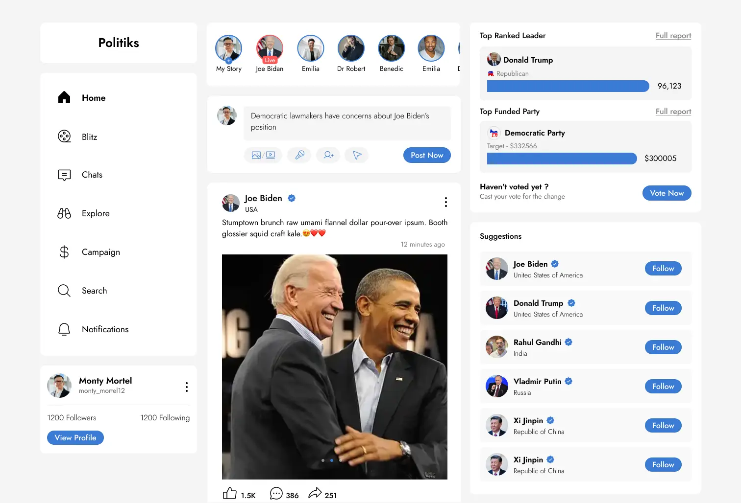 Politiks - Social Media Platform - Screenshot 1